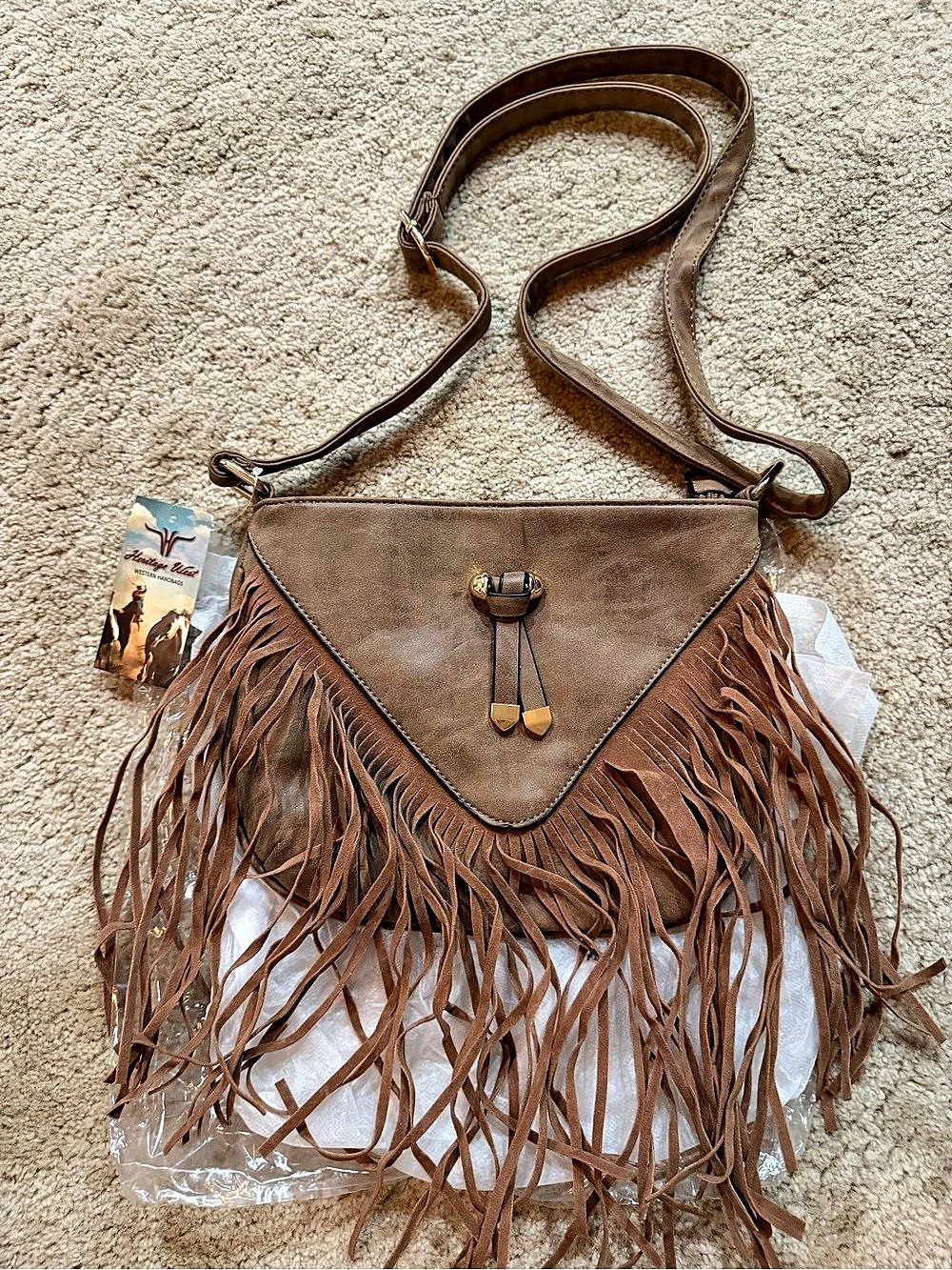 Heritage West Fringe Shoulder Bag in Brown NWT